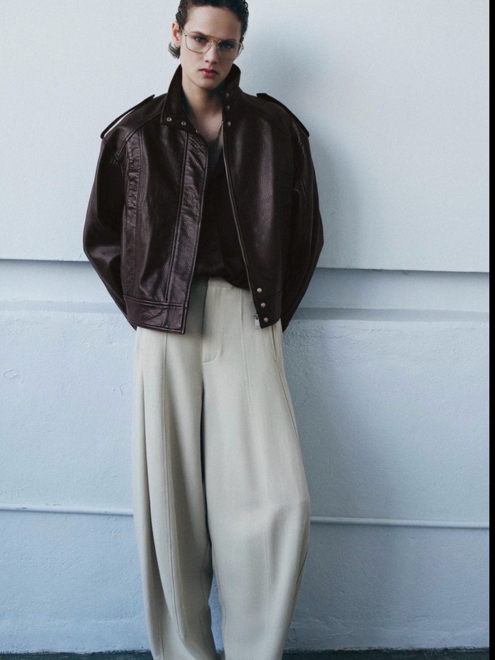 🔥🔥zara 100% leather bomber jacket